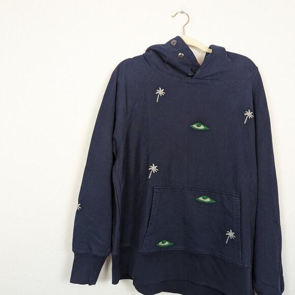 NWT Sandrine Rose Navy French Worker Embroidered Hoodie - Picture 3 of 9